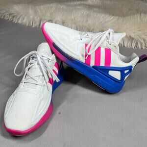 Adidas ZX Flux Running Shoes Womens 8 Athletic FY0607 Sneakers White Blue Pink